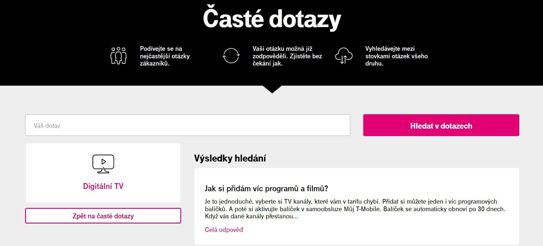 internetová televize T-Mobile TV zákaznická podpora