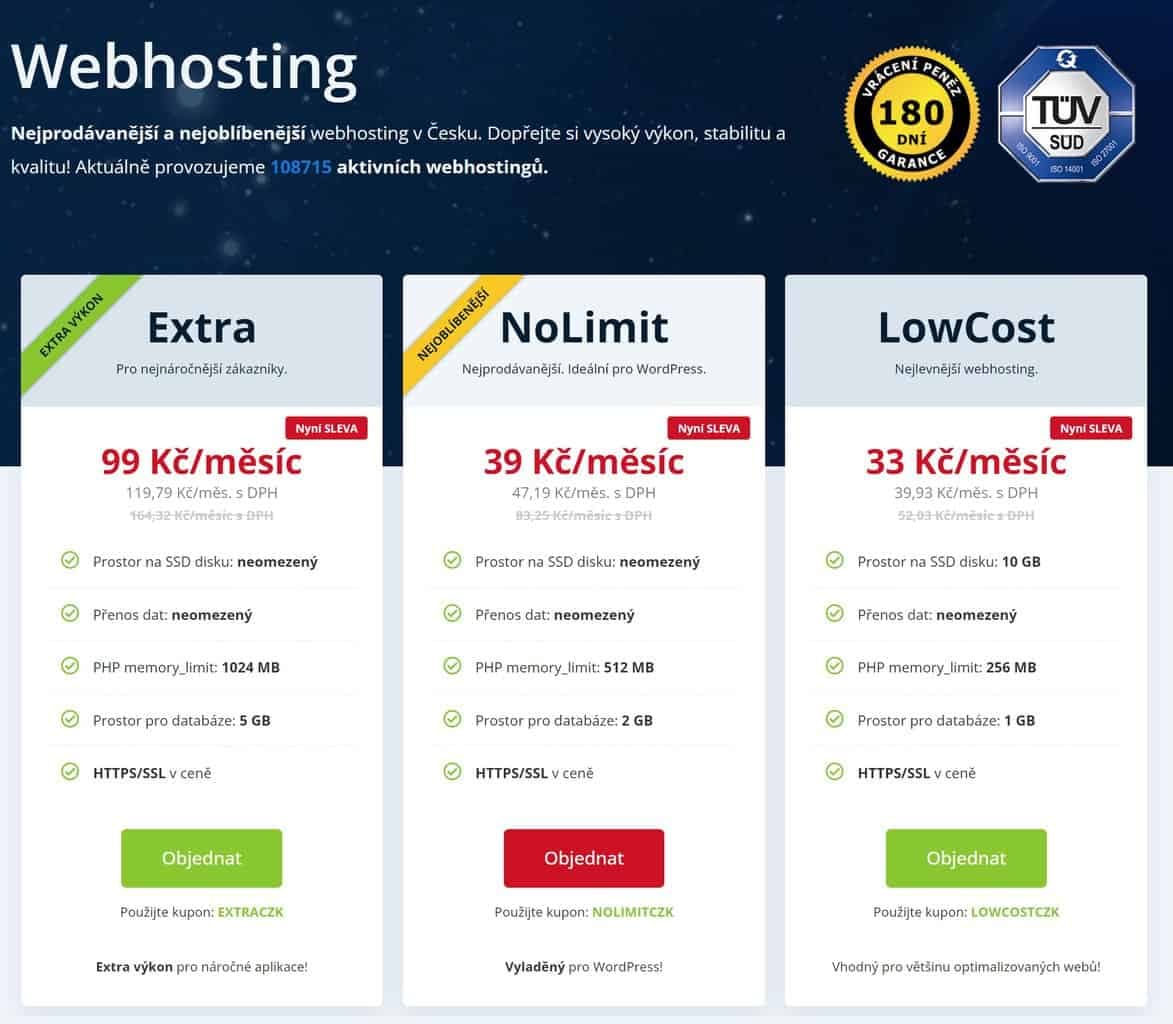 Webhosting od Wedos