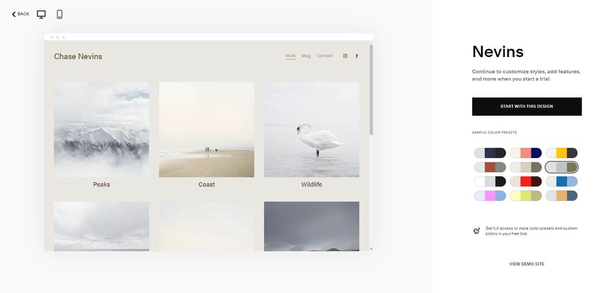 squarespace volba barev