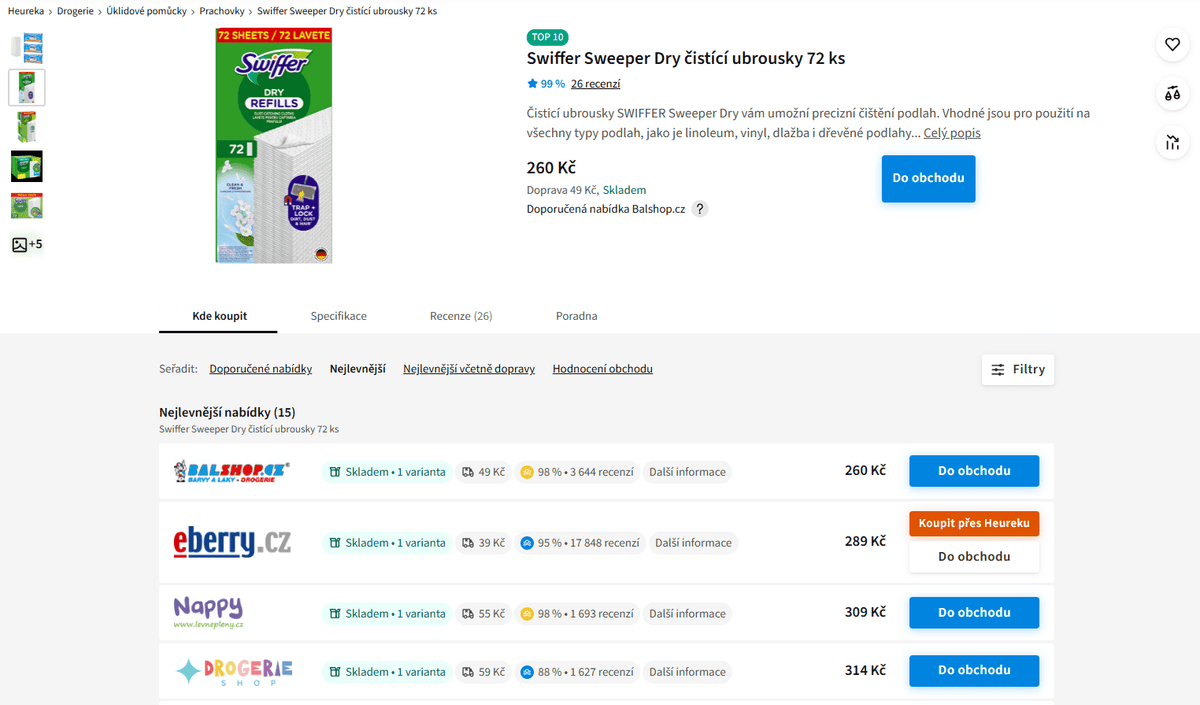 Swiffer Sweeper kolik stojí