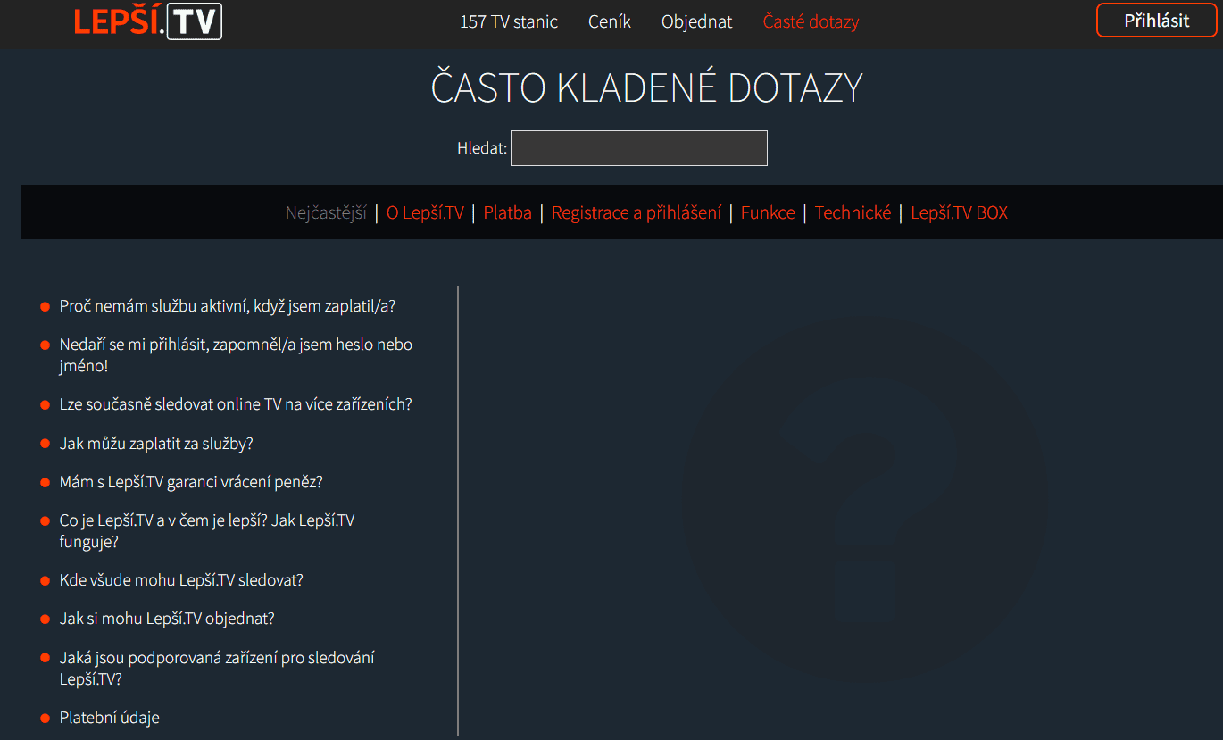 Často kladené dotazy lepší tv