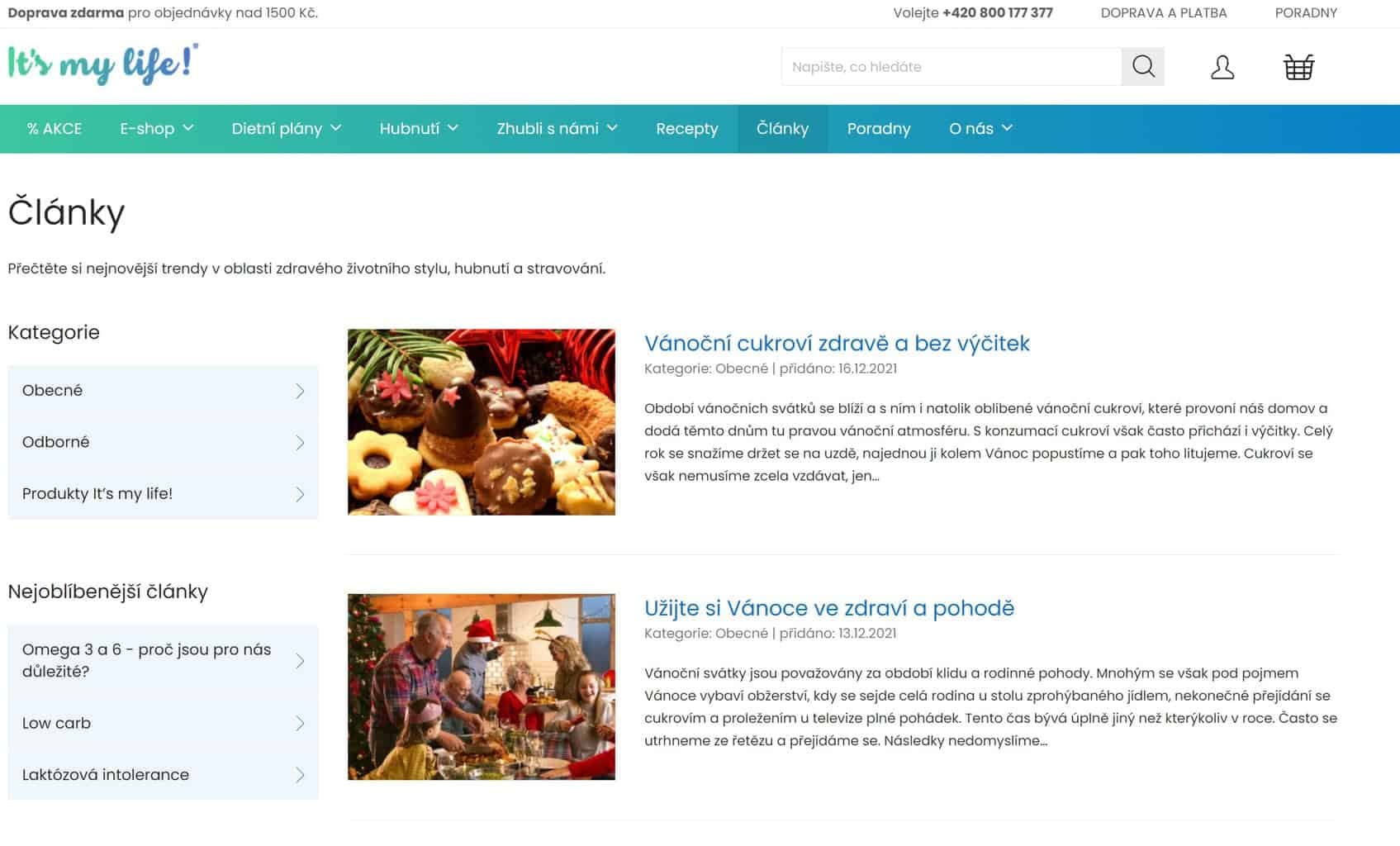 Přehlednost webu a diety