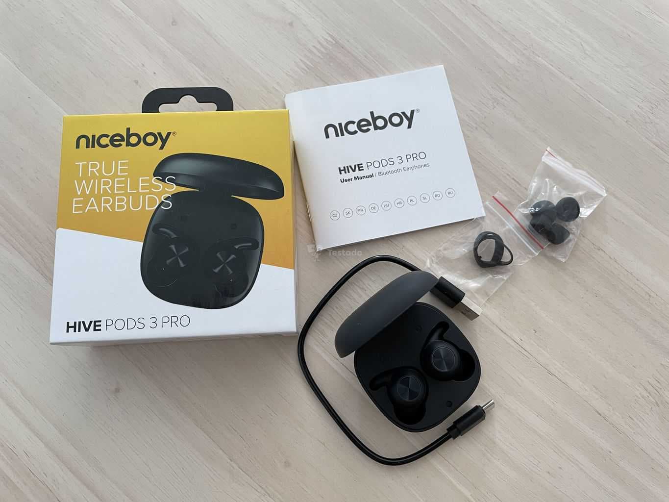 recenze Niceboy HIVE Pods 3 PRO - obsah balení